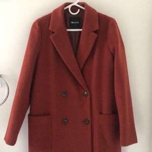 Hollis Double Breasted coat in melange brushed Mahogany